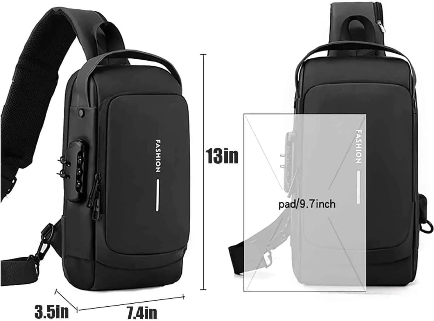 Auricz Sling Bag,Auricz Carbon Fiber Sling Bag,Carbon Fiber Streamline Anti-Theft Sling Bags,USB Waterproof Shoulder Bags