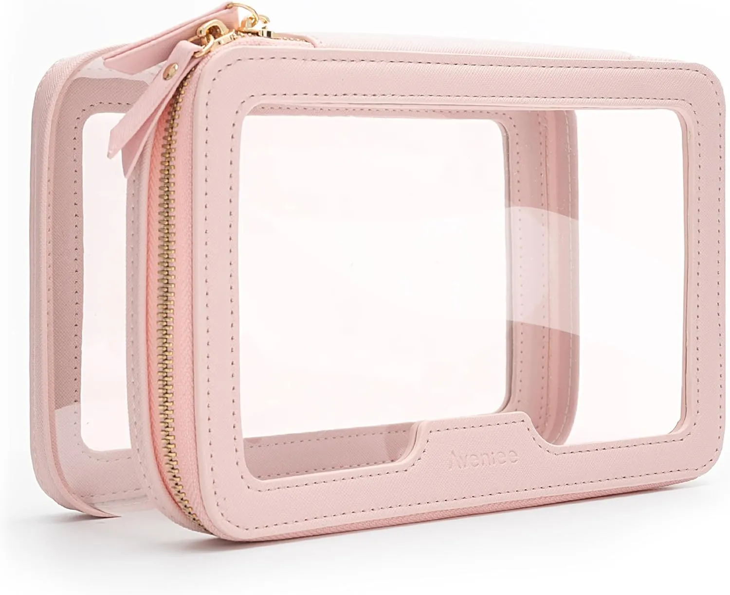 Aveniee Clear Makeup Bag, Travel Toiletry Bag for Women, Large Make up Case Cosmetic Bag with Dual Zipper, Transparent Car Organization Makeup Organizer Pouch for toiletries (Pink)