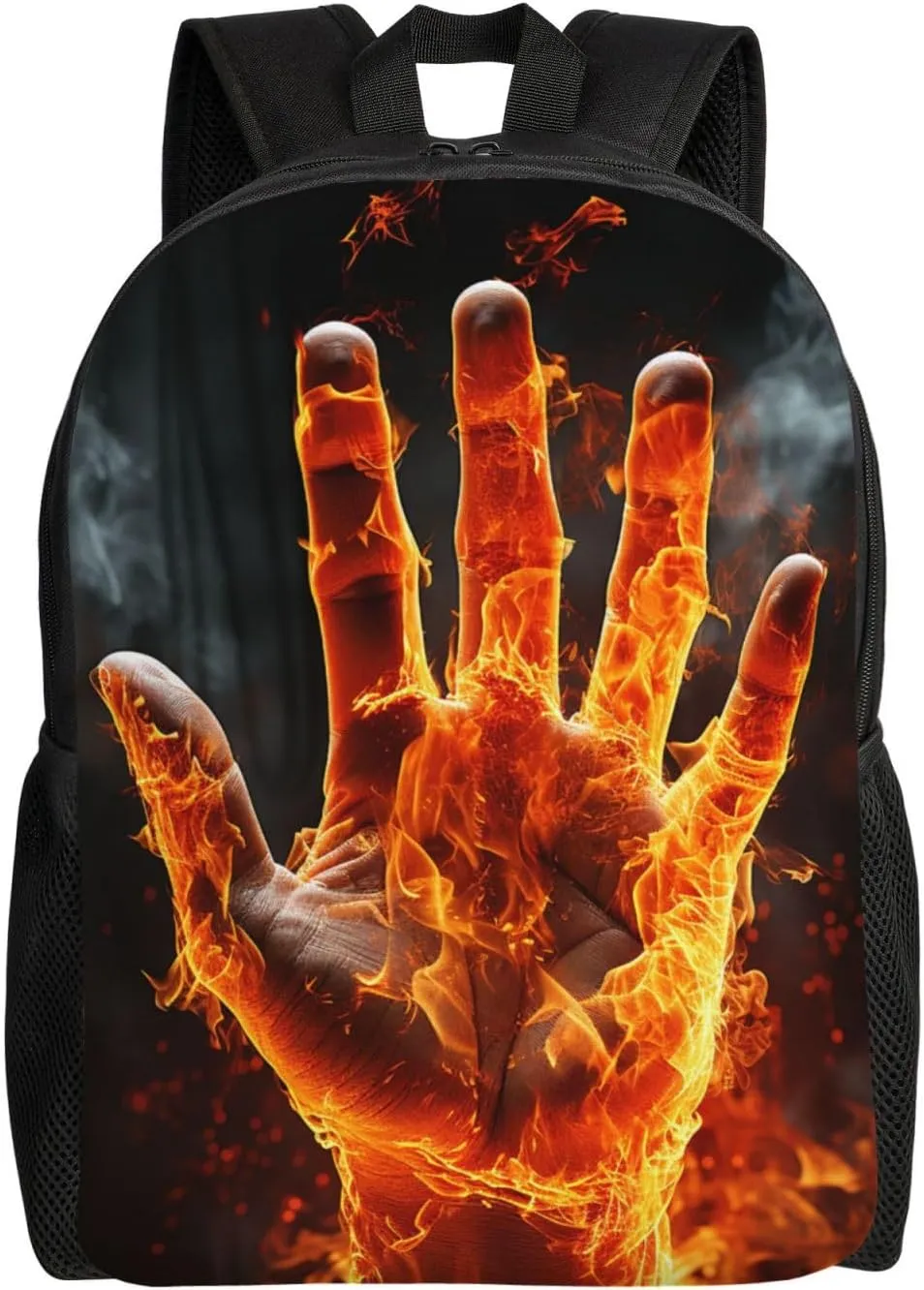 Backpack for Men Women 16.1 Inch Laptop Backpack Fire Flame Hand Daypack Laptop Bag for Travel