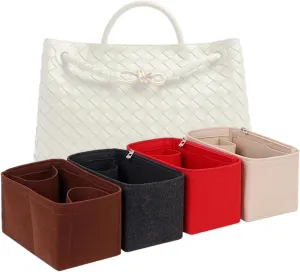 Bag Organizer for Bottega Veneta Small Andiamo Bag (25L x 22H x 10.5D cm)|Handmade Bag Organizer|Custom Bag Insert|2mm Felt Bag Liner|Women Handbag Bag Shaper (Black, Style C)