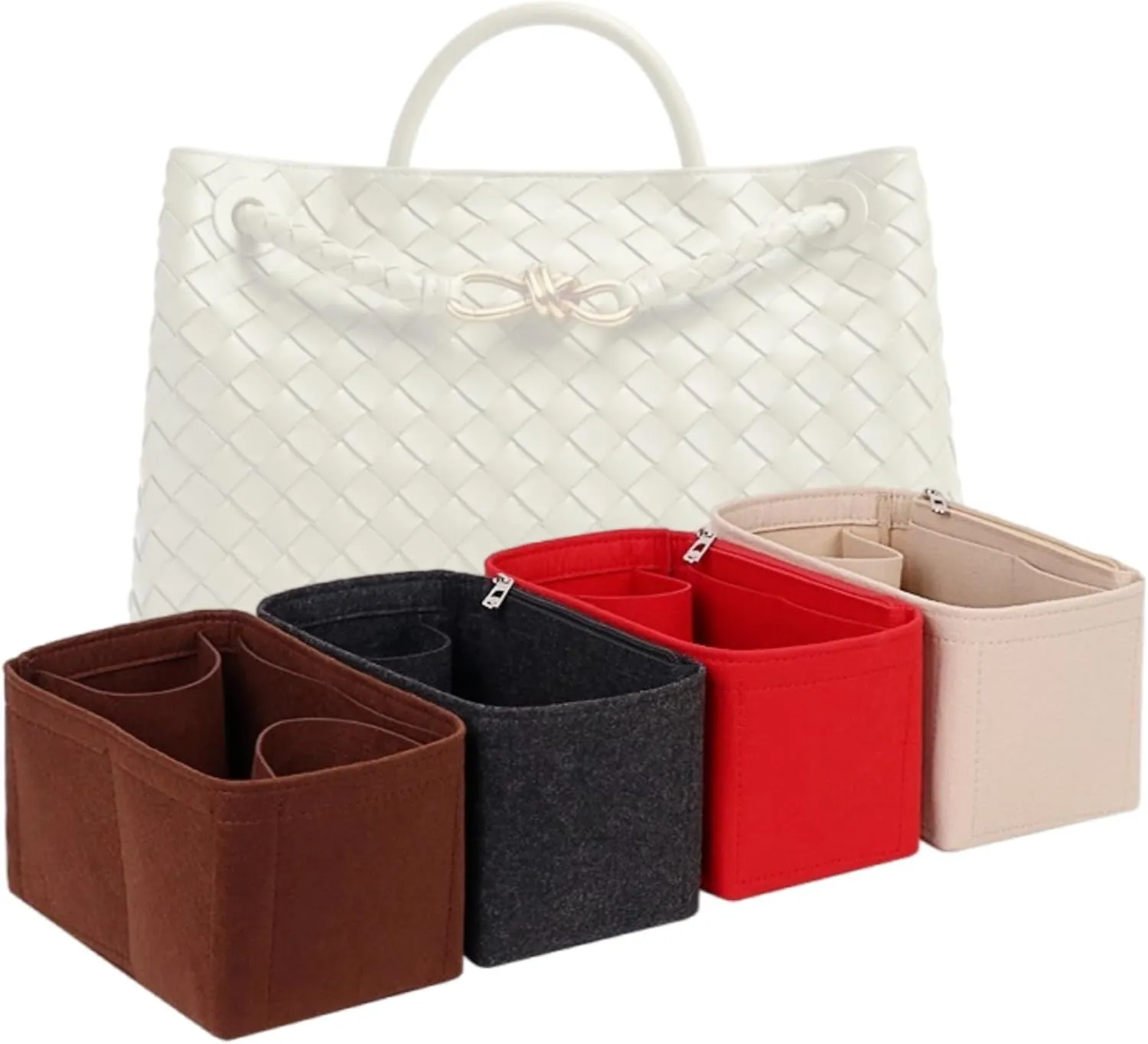 Bag Organizer for Bottega Veneta Small Andiamo Bag (25L x 22H x 10.5D cm)|Handmade Bag Organizer|Custom Bag Insert|2mm Felt Bag Liner|Women Handbag Bag Shaper (Black, Style C)