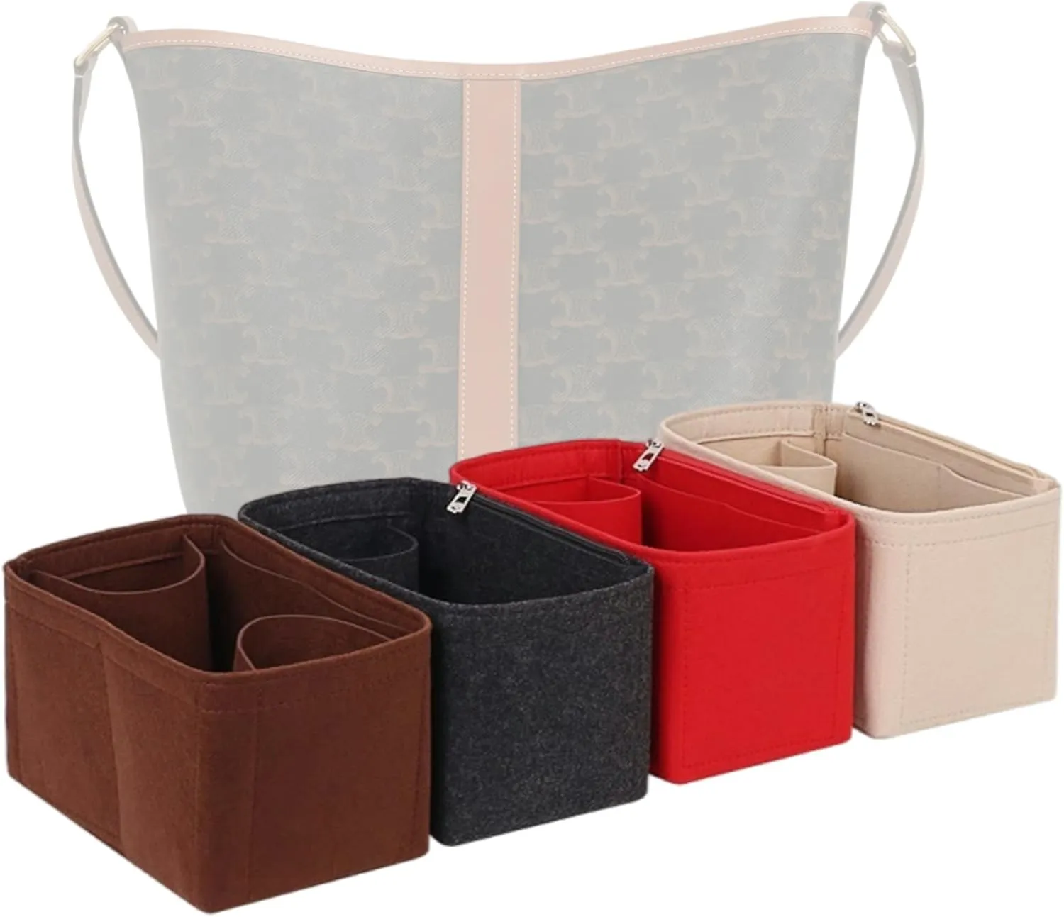 Bag Organizer for Celine Medium Triomphe Bucket Bag (24L x 27H x 18D cm)|Handmade Custom Bag Insert|2mm Felt Bag Liner|Women Handbag Shaper (Red, Style C)