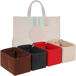 Bag Organizer for Coach Dempsey Tote 40 (40L x 35H x 18.5D cm)|Handmade Custom Bag Insert|2mm Felt Bag Liner|Women Handbag Shaper (Black, Style C)