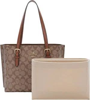 Bag Organizer for Coach Mollie Tote (Set of 2)|Handmade Custom Bag Insert|2mm Felt Bag Liner|Women Handbag Shaper (Brown, Large: 34L x 28H x 13Dcm)