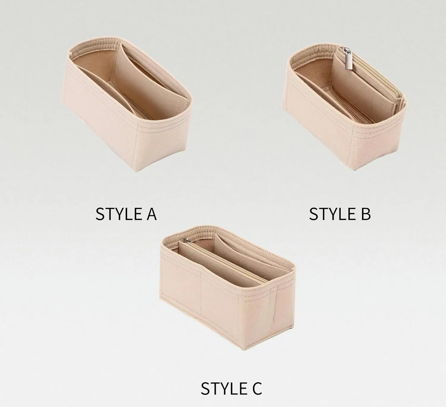 Bag Organizer for Loewe Mini Puzzle Fold Tote (16.5L x 20H x 9.5D cm)|Handmade Custom Bag Insert|2mm Felt Bag Liner|Women Handbag Shaper (Beige, Style B)