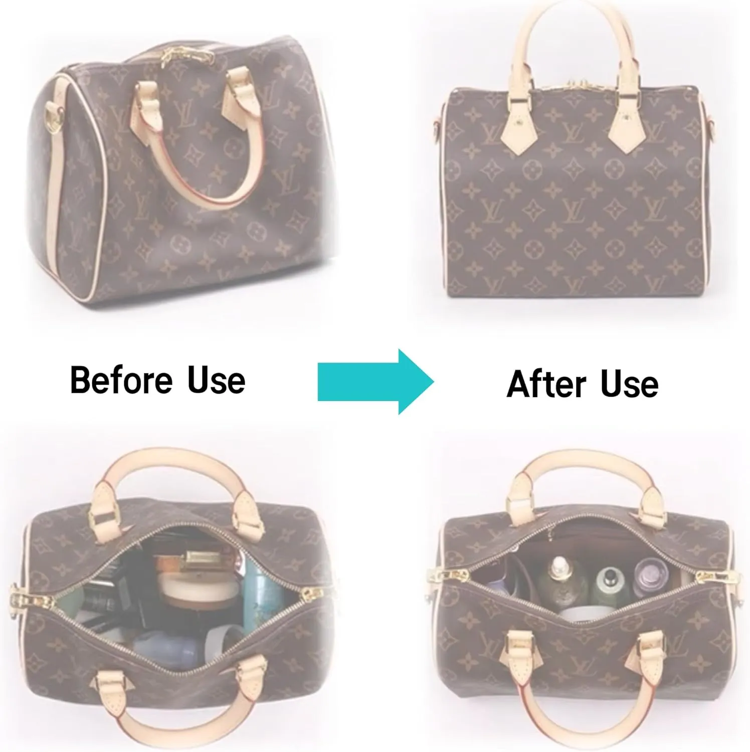 Bag Organizer for Loewe Small Font Tote in raffia (24L x 19.5H x 11D cm)|Handmade Custom Bag Insert|2mm Felt Bag Liner|Women Handbag Shaper (Coffee, Style B)