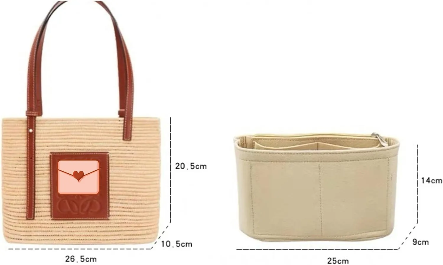Bag Organizer for Loewe Small Square Basket Bag (26.5L x 20.5H x 10D cm)|Handmade Custom Bag Insert|2mm Felt Bag Liner|Women Handbag Shaper (Style C)
