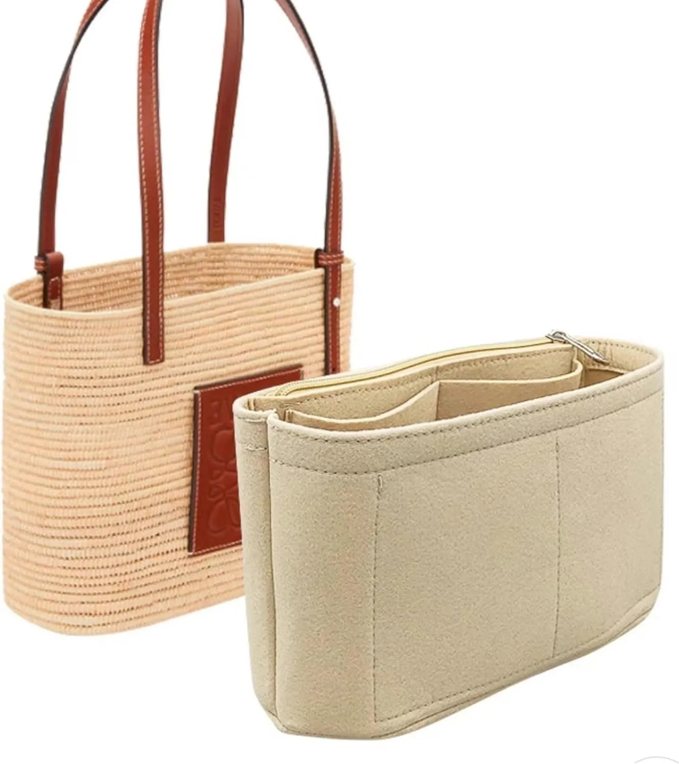 Bag Organizer for Loewe Small Square Basket Bag (26.5L x 20.5H x 10D cm)|Handmade Custom Bag Insert|2mm Felt Bag Liner|Women Handbag Shaper (Style C)