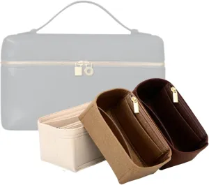Bag Organizer for Loro Piana Extra Pocket Pouch L19 (19L x 11H x 6.5D cm)|Handmade Custom Bag Insert|2mm Felt Bag Liner|Women Handbag Shaper (Brown, Style A)