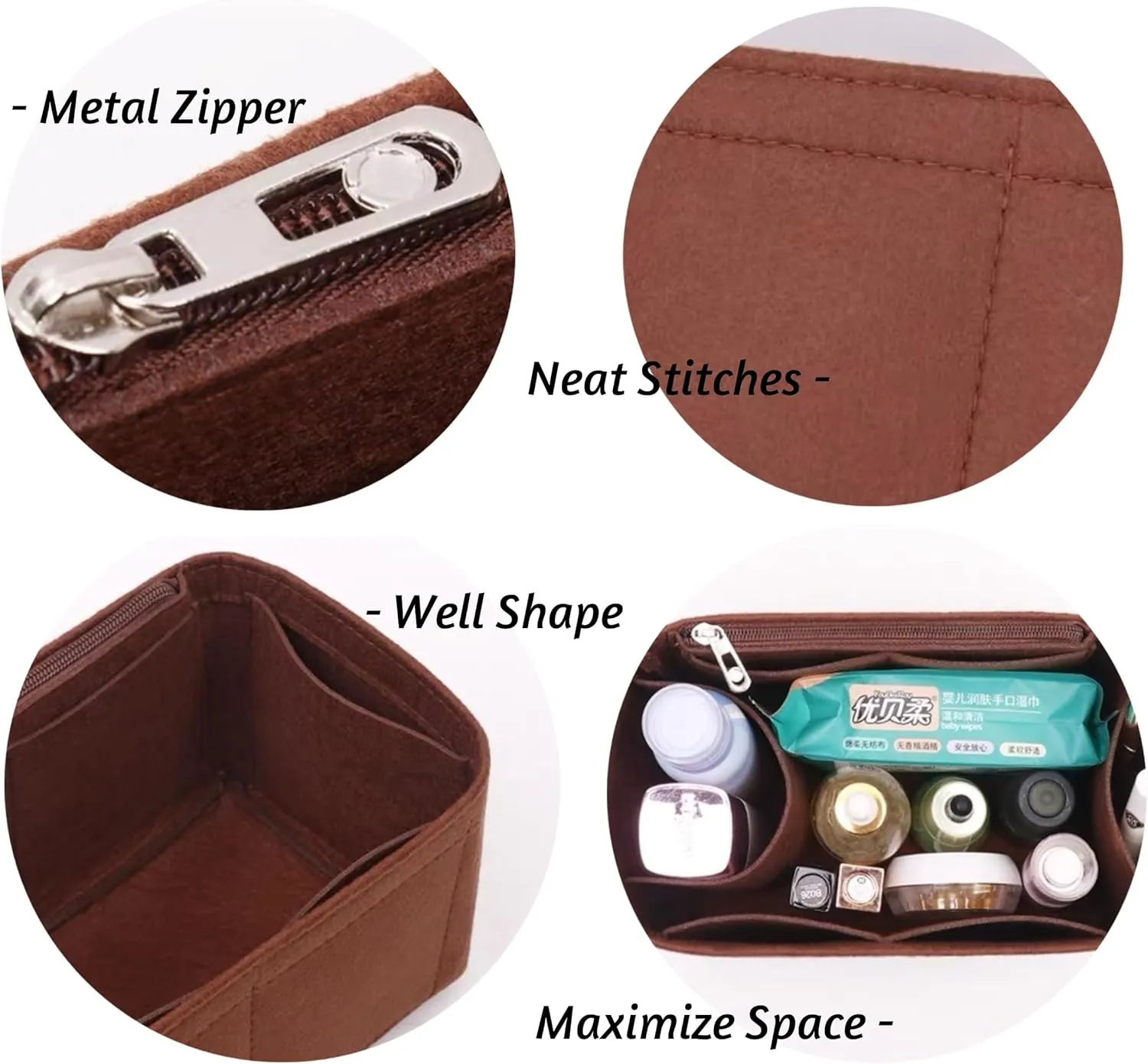 Bag Organizer for Mulberry Mini Alexa Bag (22L x 17H x 10D cm) | Handmade Bag Organizer | Custom Bag Insert | 2mm Felt Bag Liner (Beige, Style B)