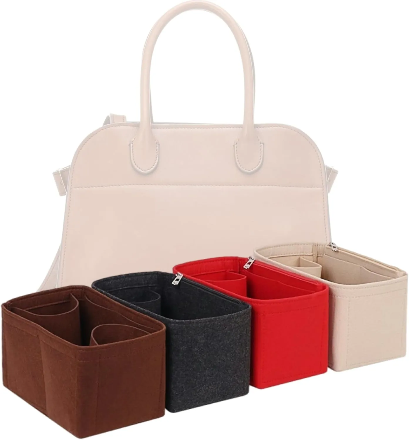 Bag Organizer for The Row Soft Margaux 15 Bag(15 x 11 x 9 in)|Handmade Custom Bag Insert|2mm Felt Bag Liner|Women Handbag Shaper (Red, Style C)