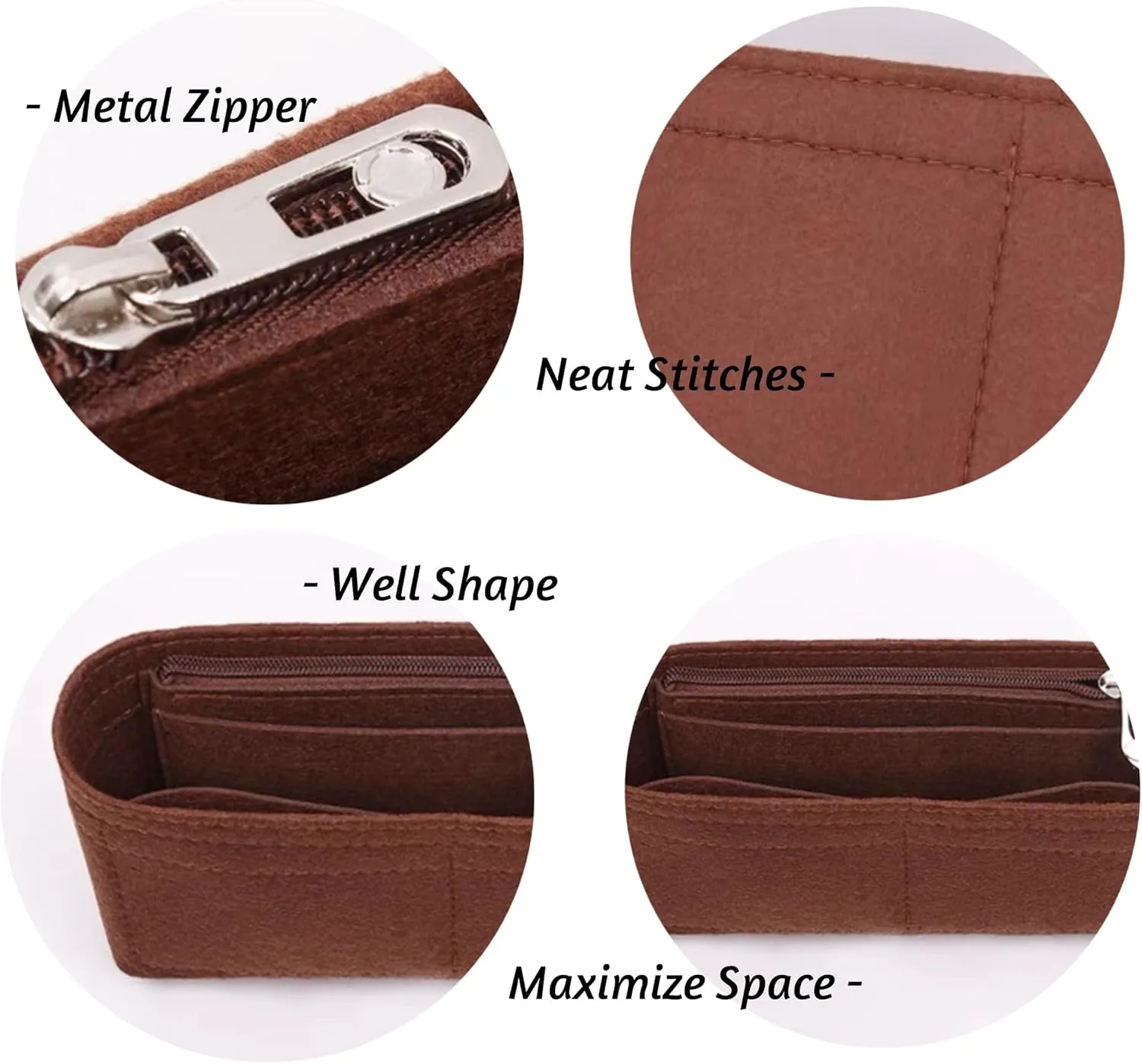 Bag Organizer for YSL Shopping N/S Tote Bag(32,5L x 35H x 10,5D cm)|Handmade Custom Bag Insert|2mm Felt Bag Liner|Women Handbag Shaper (Beige, Style B: Side Zipper)