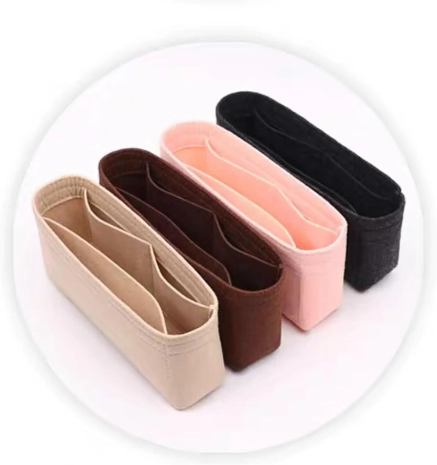 Bag Organizer for YSL Shopping N/S Tote Bag(32,5L x 35H x 10,5D cm)|Handmade Custom Bag Insert|2mm Felt Bag Liner|Women Handbag Shaper (Beige, Style B: Side Zipper)