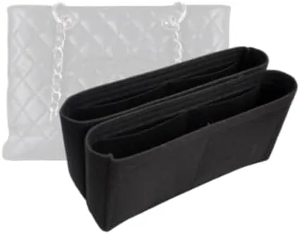 Bag Organizer (Set of 2) for Chanel GST Grand Shopping Tote Bag (33L x 25.5H x 13.5D cm)|Handmade Bag Organizer|Custom Bag Insert|2mm Felt Bag Liner|Women Handbag Bag Shaper (Black, Style A)