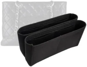Bag Organizer (Set of 2) for Chanel GST Grand Shopping Tote Bag (33L x 25.5H x 13.5D cm)|Handmade Bag Organizer|Custom Bag Insert|2mm Felt Bag Liner|Women Handbag Bag Shaper (Black, Style A)