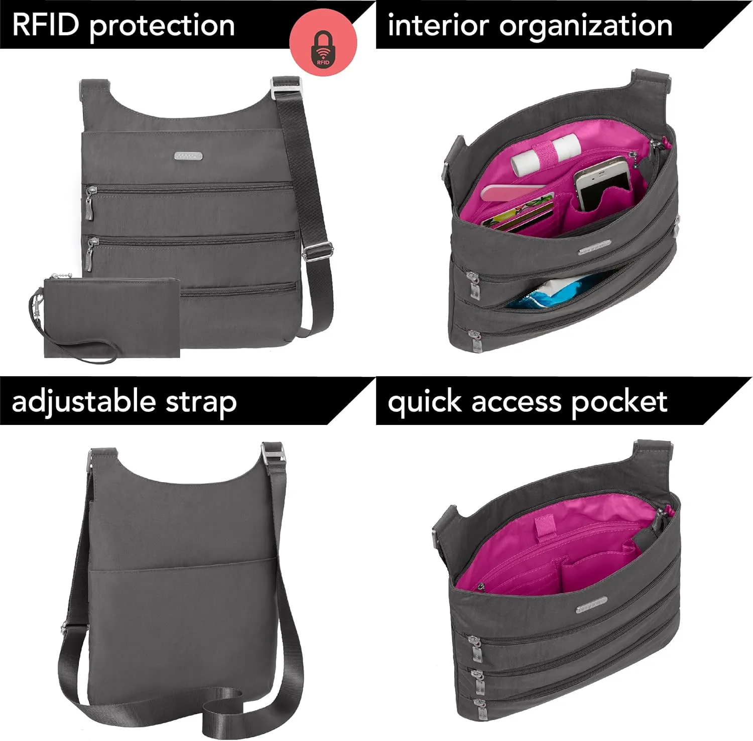 Baggallini Big Zipper Travel Crossbody Bag