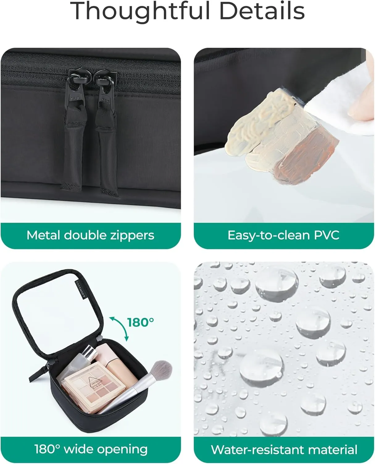 BAGSMART Mini Clear Makeup Bag for Women Portable Travel Toiletry Bag, Cute Small Water-Resistant Cosmetic Bag TSA Approved Clear Makeup Case Pouch with Zipper for Car Essentials(Beige)