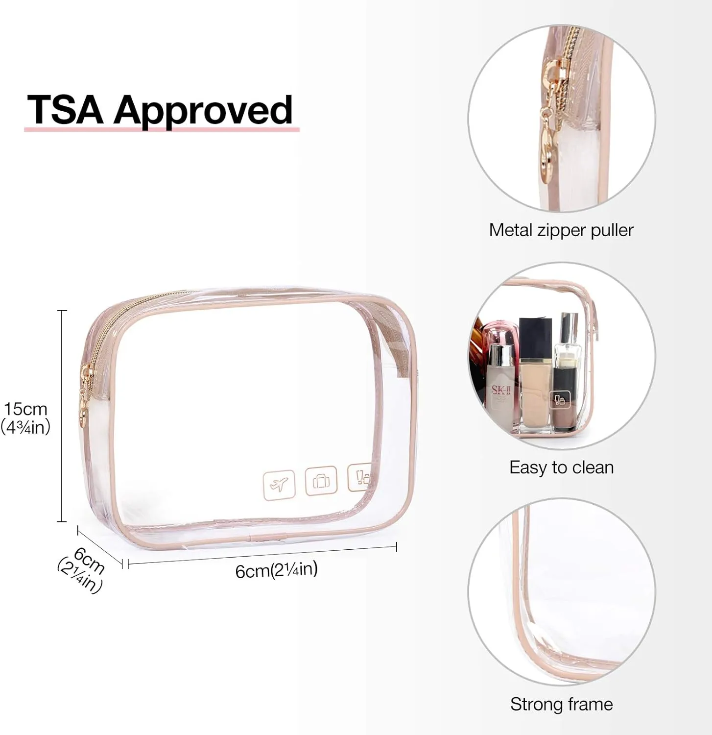 BAGSMART Toiletry Bag Hanging Travel Makeup Organizer with TSA Approved Transparent Cosmetic Bag Makeup Bag for Full Sized Toiletries, Large-Pink