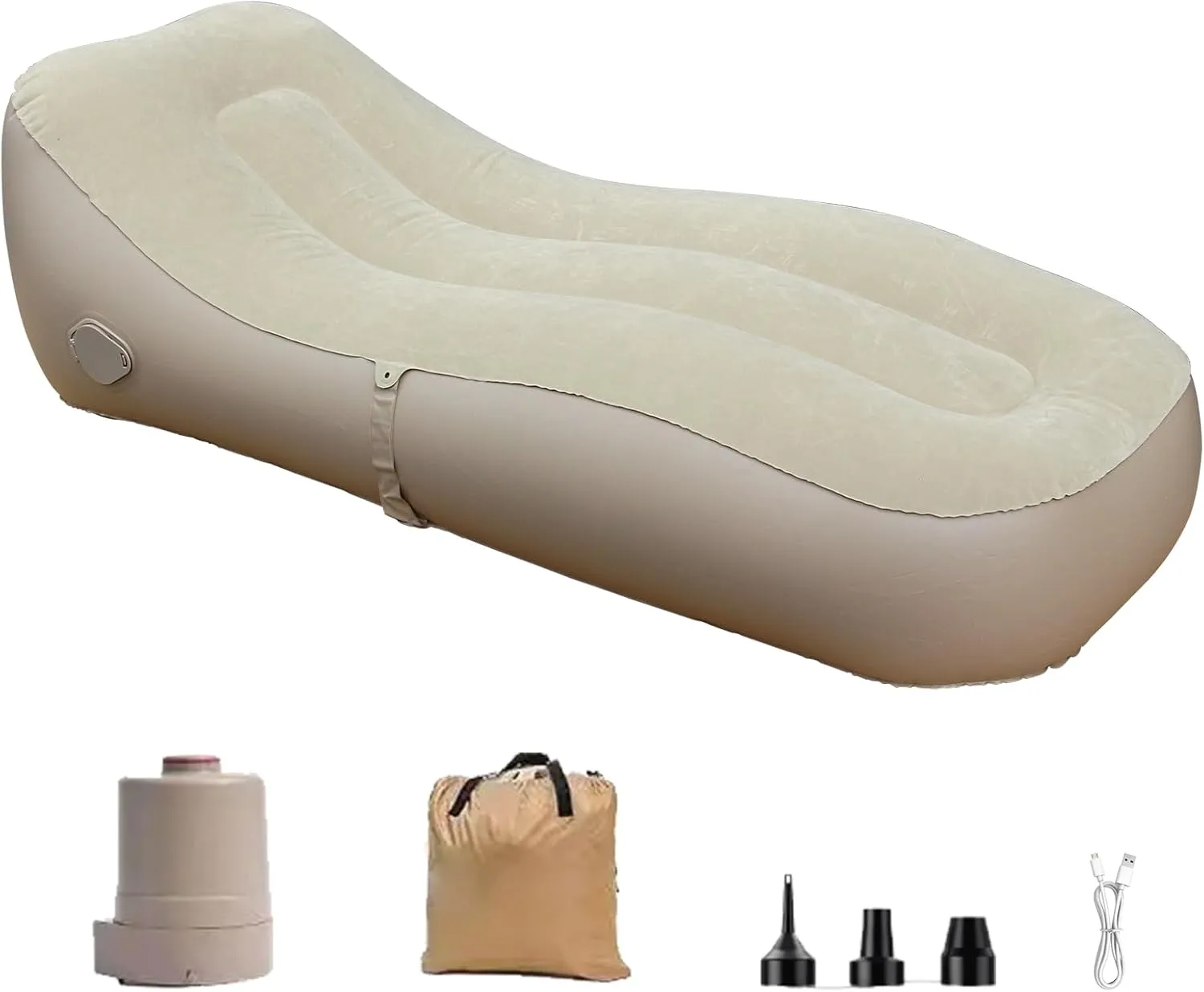 Baiao Inflatable Lounger Air Sofa, Portable Auto Inflatable Couch, Lazy Lounger Chair with Self-Inflate Pump, Camping Sofa Bed for Outdoor Picnics Hiking Beach Home Park Travel and Indoor Home