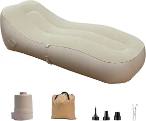 Baiao Inflatable Lounger Air Sofa, Portable Auto Inflatable Couch, Lazy Lounger Chair with Self-Inflate Pump, Camping Sofa Bed for Outdoor Picnics Hiking Beach Home Park Travel and Indoor Home
