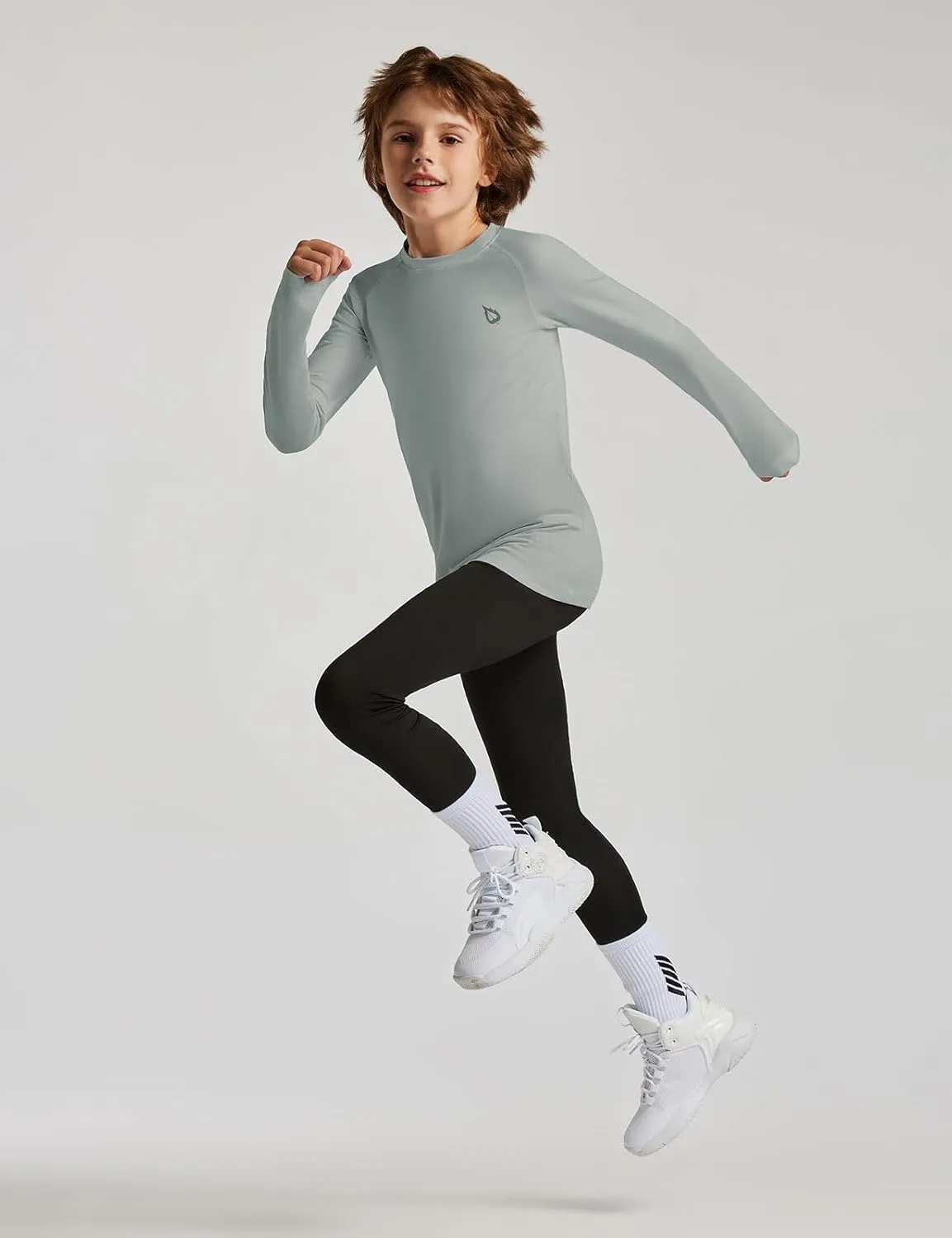 baleaf Boys Compression Shirt Long Sleeve Youth Undershirts Kids Football Baseball Baselayer Cold Gear Quick Dry
