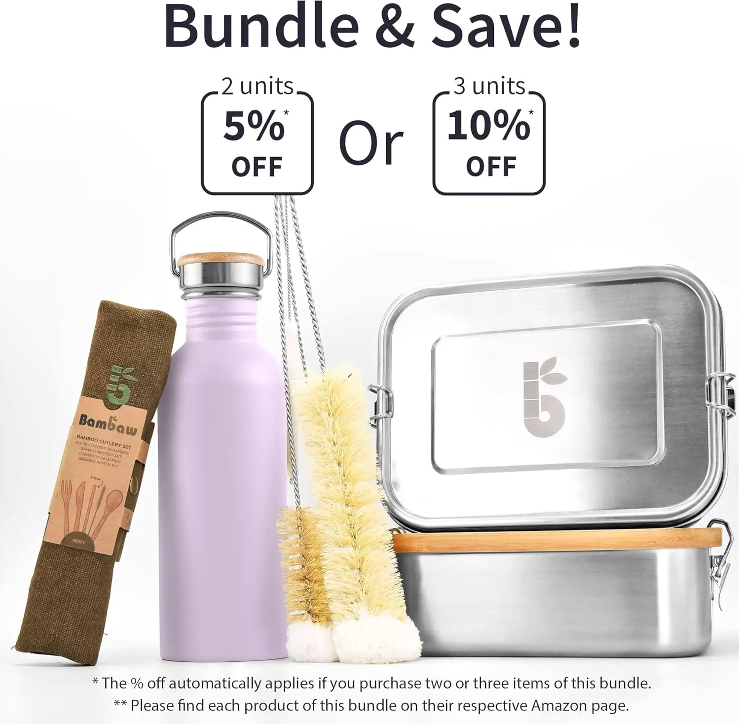 Bambaw 32 oz Stainless Steel Water Bottle, Lavender Water Bottle 32oz, Non Insulated Metal Water Bottle, Big Water Bottle with Handle, Large Water Bottle Stainless Steel – Lavender Haze