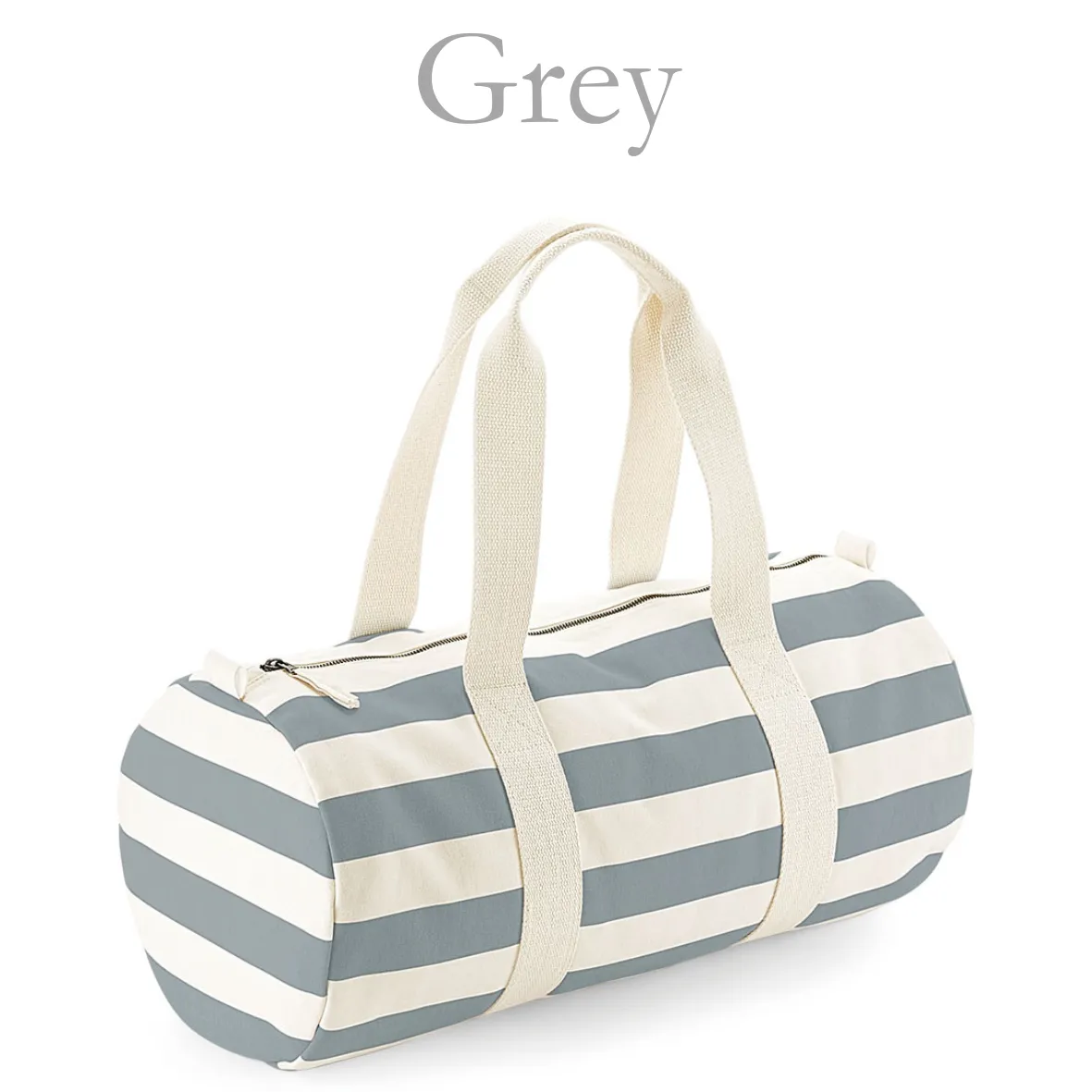 Barrel Bag Grey Stripe Name