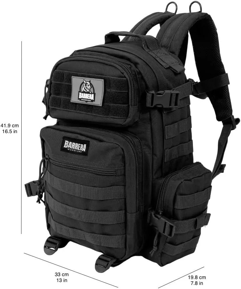 BARRERA warriors- 25l Tactical Backpack-Military Gear- Small travel Backpack Men-Molle Backpack- tactical laptop bag - outdoor backpack - Small assault pack (Black 25l)