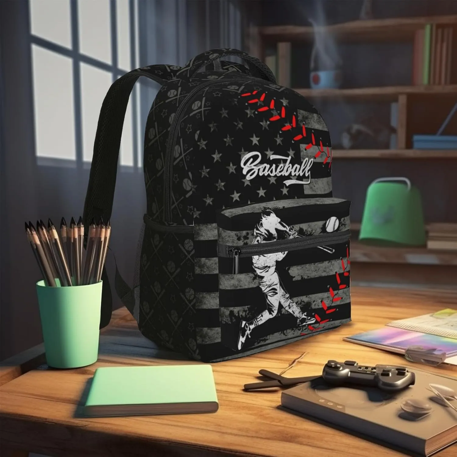 Baseball Backpack for Boys Sports Theme Kids Backpack School Bag for Elementary Middle School Baseball Travel Bookbag for Age 6-18 Teen Kids Back Pack