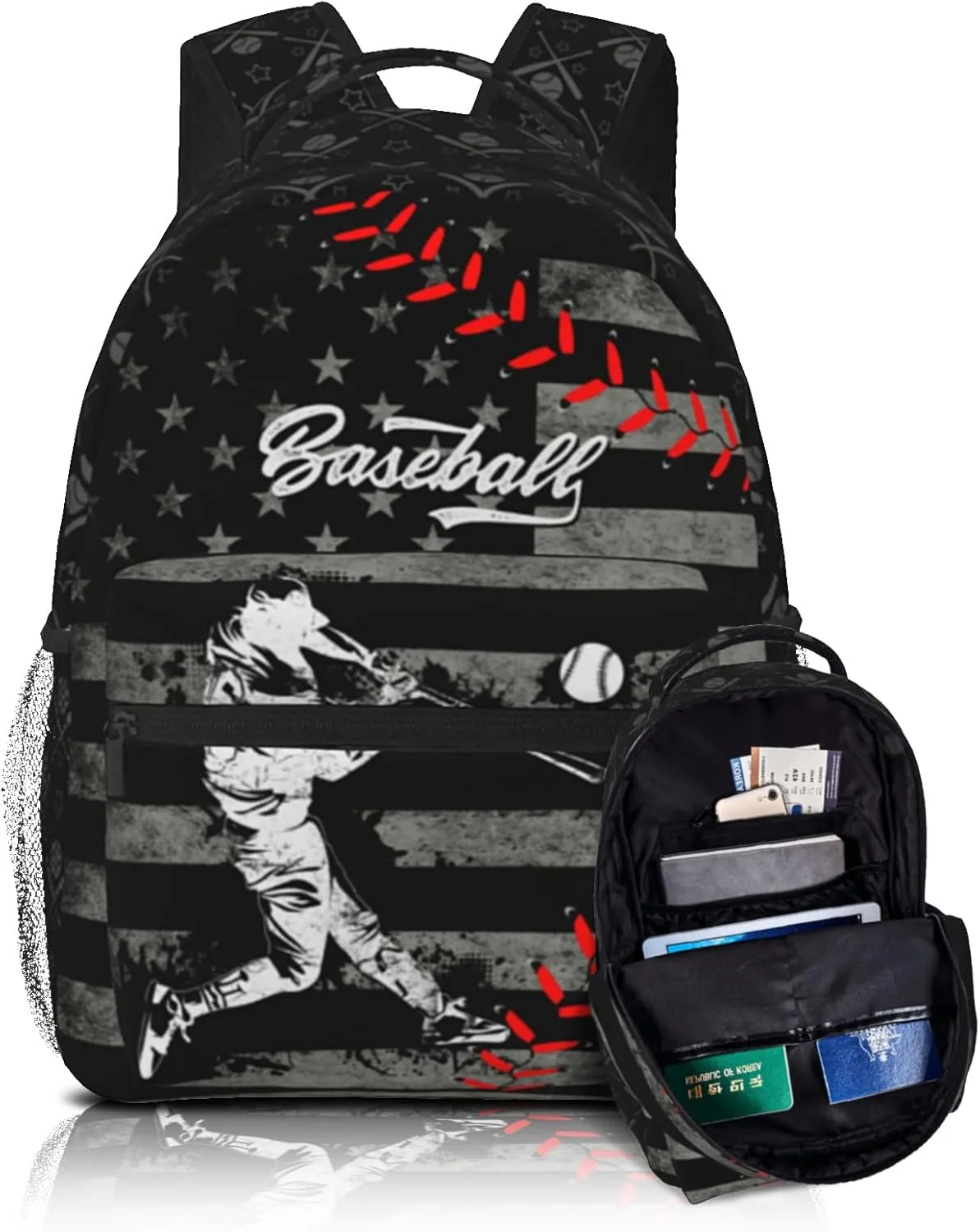 Baseball Backpack for Boys Sports Theme Kids Backpack School Bag for Elementary Middle School Baseball Travel Bookbag for Age 6-18 Teen Kids Back Pack