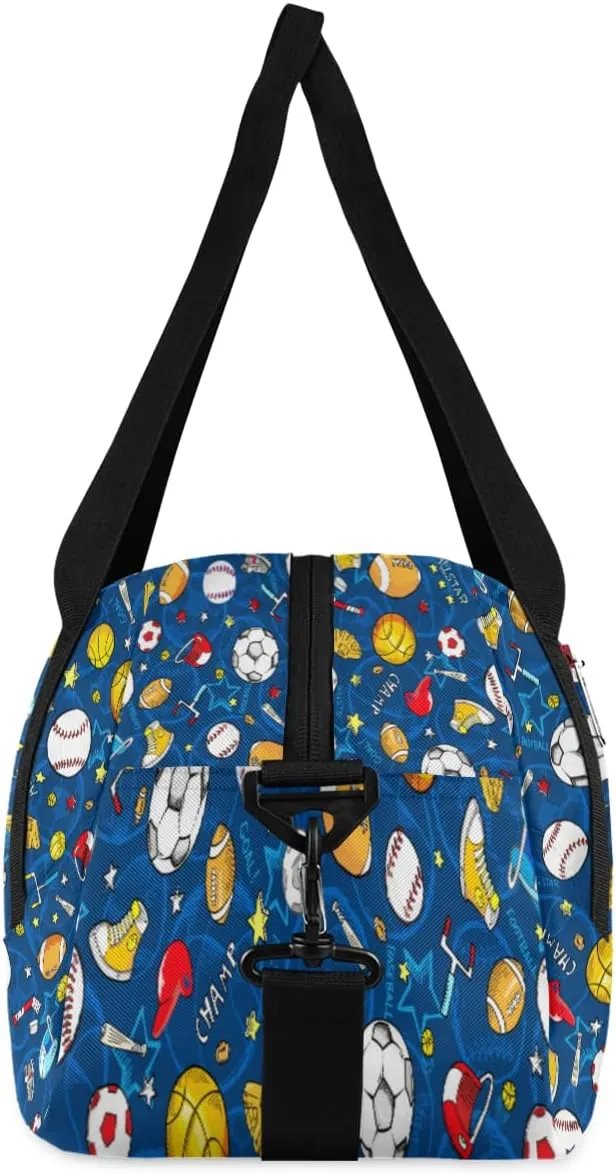 Baseball Basketball Custom Name Kids Duffel Bags Personalized Customized Gifts Sports Gym Bag Girls Dance Bag Overnight Weekender Sleepover Carry On Travel Tote Bag for Boys Girls