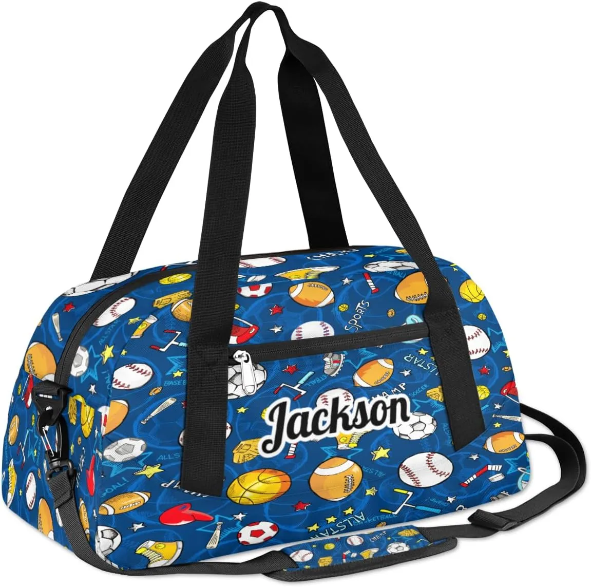 Baseball Basketball Custom Name Kids Duffel Bags Personalized Customized Gifts Sports Gym Bag Girls Dance Bag Overnight Weekender Sleepover Carry On Travel Tote Bag for Boys Girls