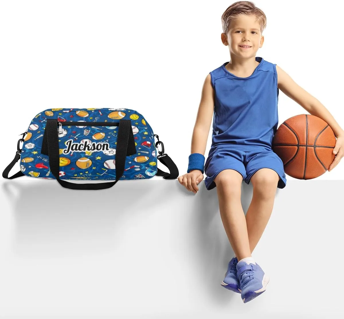 Baseball Basketball Custom Name Kids Duffel Bags Personalized Customized Gifts Sports Gym Bag Girls Dance Bag Overnight Weekender Sleepover Carry On Travel Tote Bag for Boys Girls