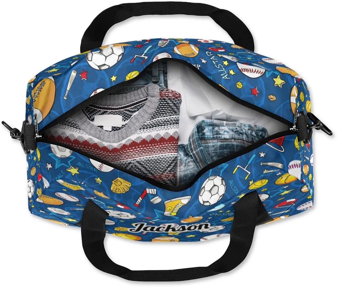 Baseball Basketball Custom Name Kids Duffel Bags Personalized Customized Gifts Sports Gym Bag Girls Dance Bag Overnight Weekender Sleepover Carry On Travel Tote Bag for Boys Girls
