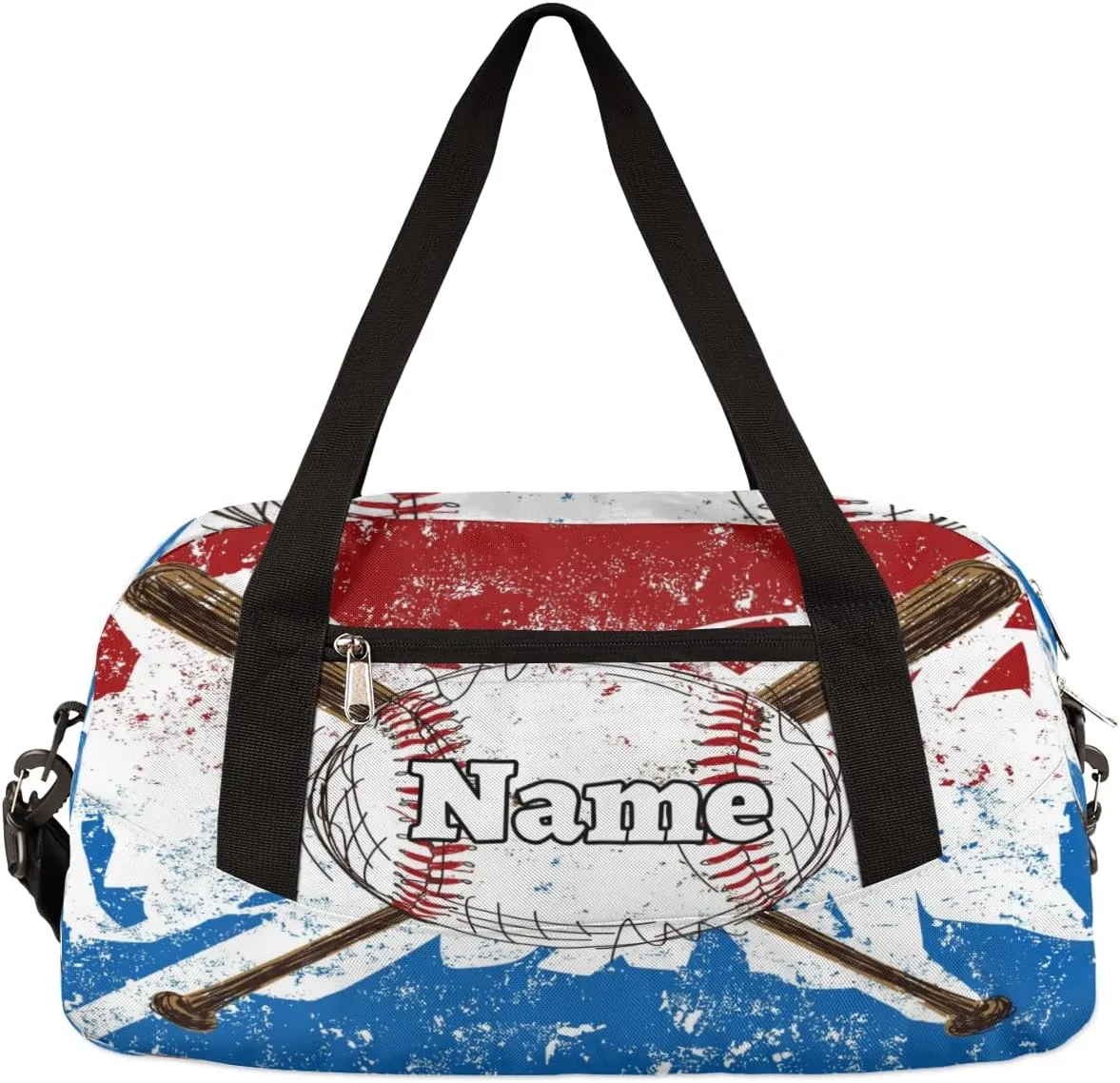 Baseball Custom Name Kids Duffel Overnight Bag for Little Boys Girls Teen, Sport Baseball Theme Personalized Small Gym Sport Duffel Bag Travel Weekender Tote Carry-On Dance Bag,
