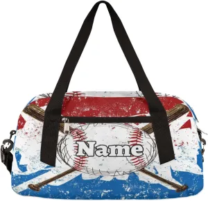 Baseball Custom Name Kids Duffel Overnight Bag for Little Boys Girls Teen, Sport Baseball Theme Personalized Small Gym Sport Duffel Bag Travel Weekender Tote Carry-On Dance Bag,