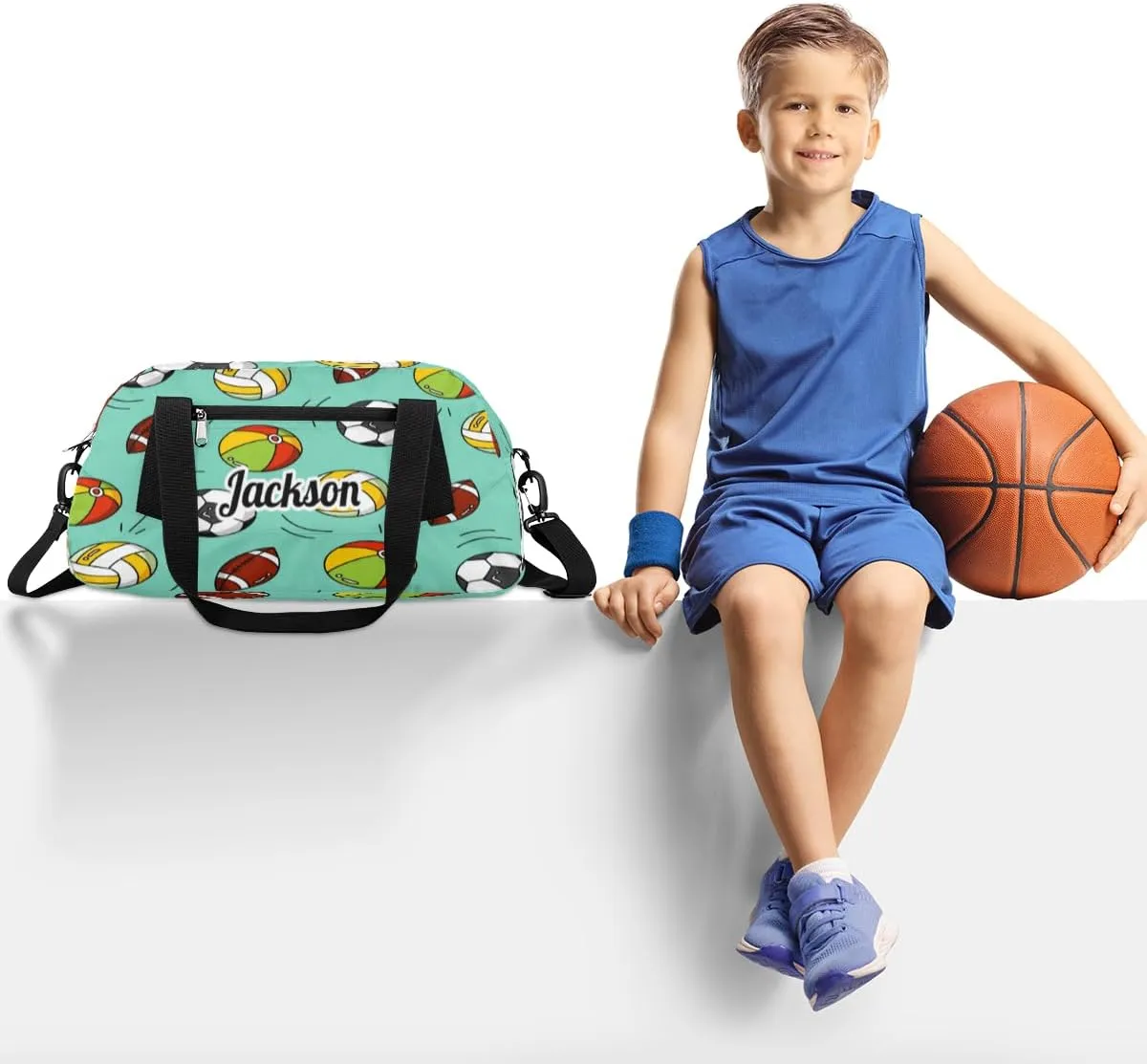 Baseball Soccer Volleyball Custom Name Kids Duffel Bags Personalized Customized Gifts Sports Gym Bag Girls Dance Bag Overnight Weekender Sleepover Carry On Travel Tote Bag for Boys Girls