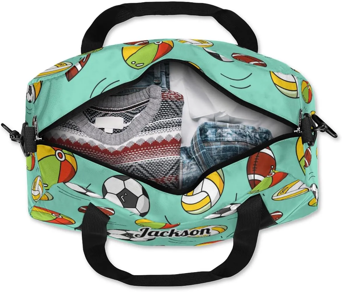 Baseball Soccer Volleyball Custom Name Kids Duffel Bags Personalized Customized Gifts Sports Gym Bag Girls Dance Bag Overnight Weekender Sleepover Carry On Travel Tote Bag for Boys Girls
