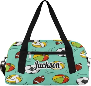 Baseball Soccer Volleyball Custom Name Kids Duffel Bags Personalized Customized Gifts Sports Gym Bag Girls Dance Bag Overnight Weekender Sleepover Carry On Travel Tote Bag for Boys Girls