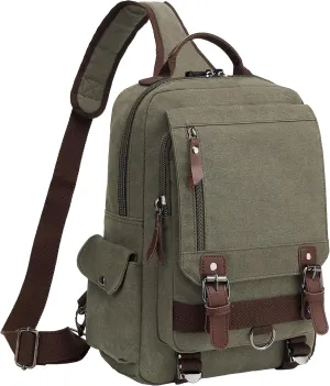 BASICPOWER Messenger Bag Canvas Sling Crossbody Backpack Laptop Casual Travel for Men Women