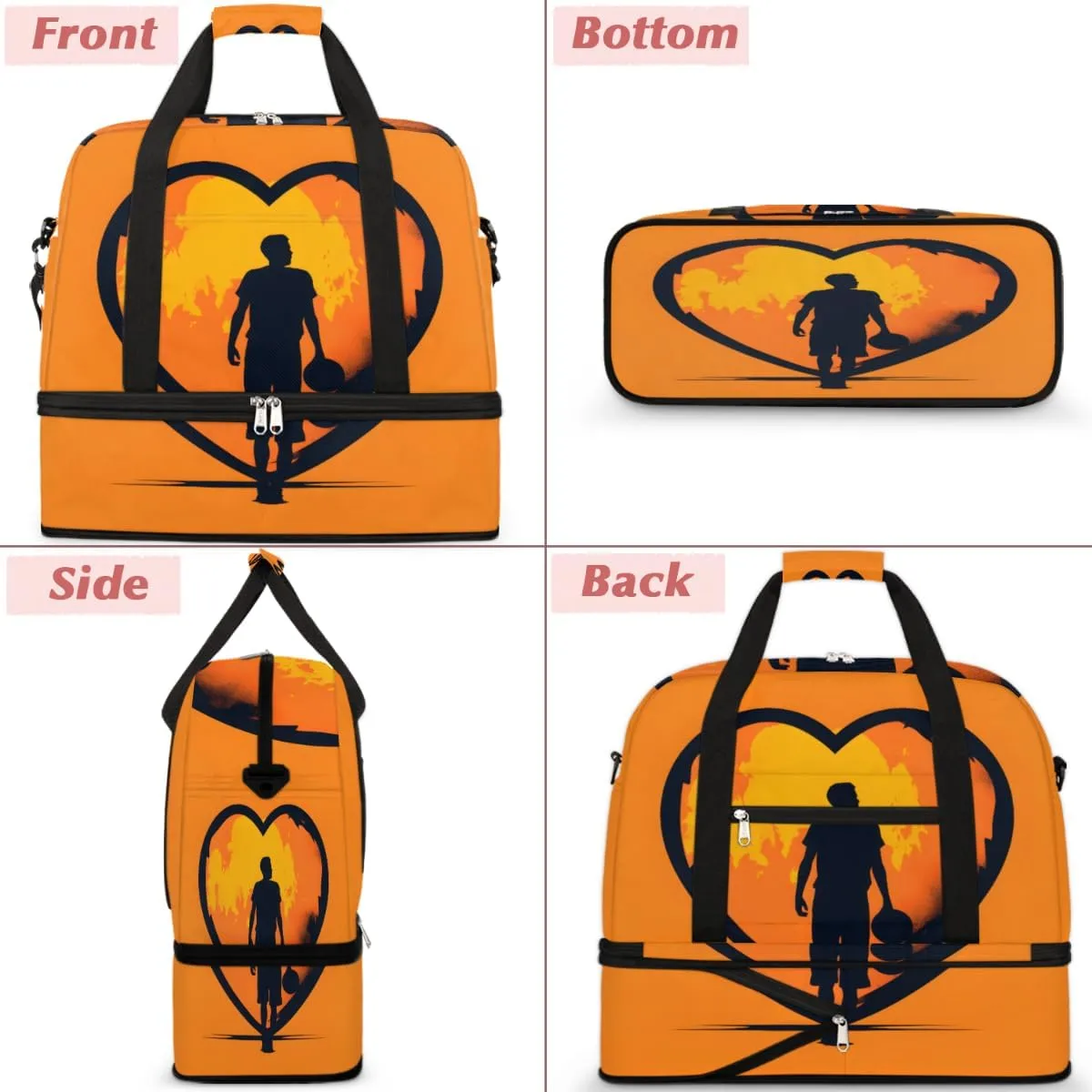 Basketball player playing basketball Foldable Duffle Bag with Shoes Compartment Large Capacity Waterproof Travel Weekender Bag Overnight Bag for Sports Gym
