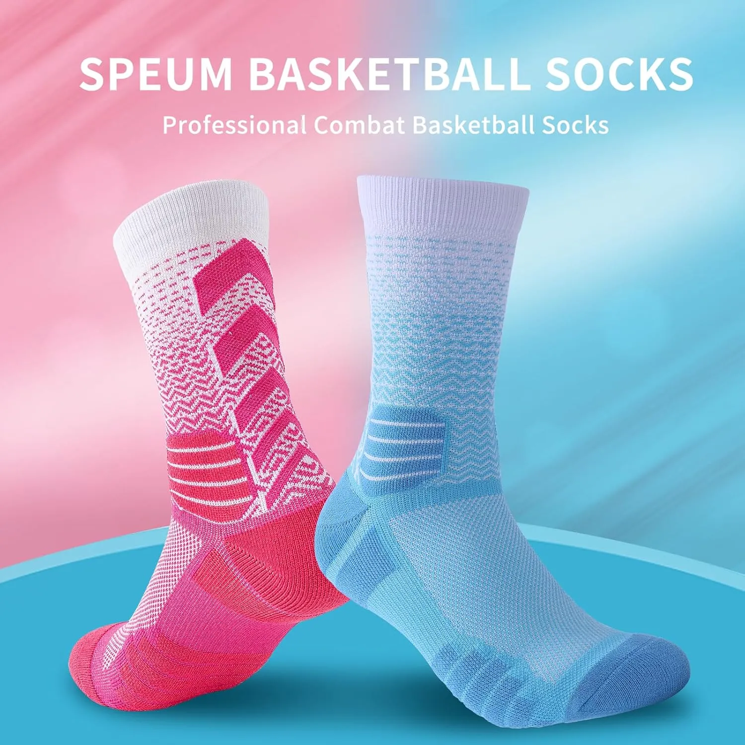 Basketball Socks for Men,Performance Cushioned Men's Athletic Crew Socks with Arch Compression for Cycling Basketball