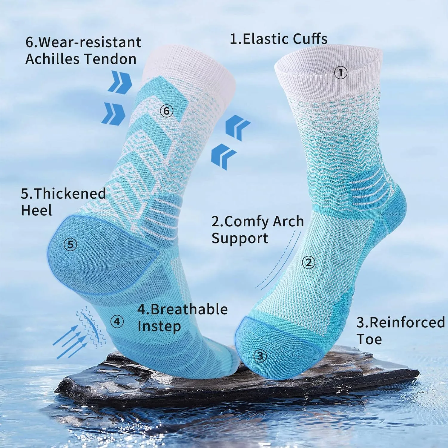 Basketball Socks for Men,Performance Cushioned Men's Athletic Crew Socks with Arch Compression for Cycling Basketball