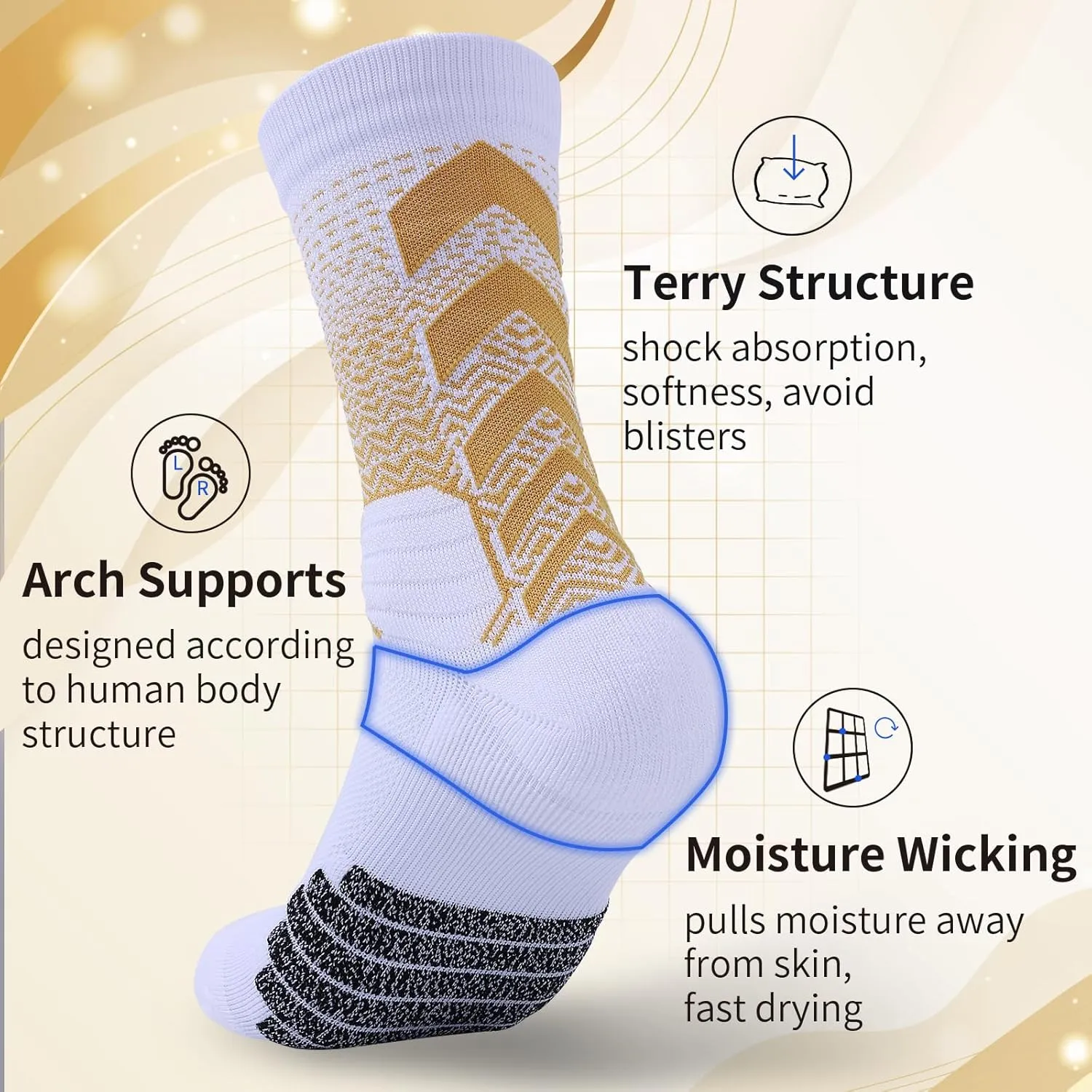 Basketball Socks for Men,Performance Cushioned Men's Athletic Crew Socks with Arch Compression for Cycling Basketball