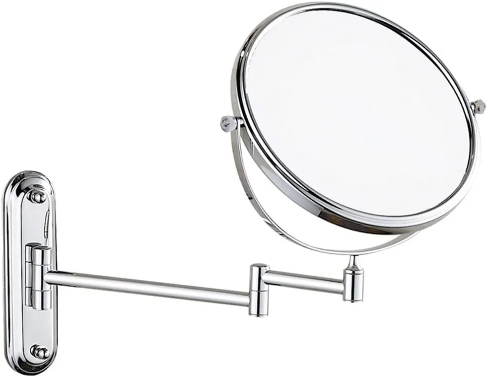 Bathroom Makeup Mirrors Wall Mounted Brass Double Sided 360° Swivel Magnifying Vanity Shaving Extendable Adjustable (Color : 8inch, Size : 3X)
