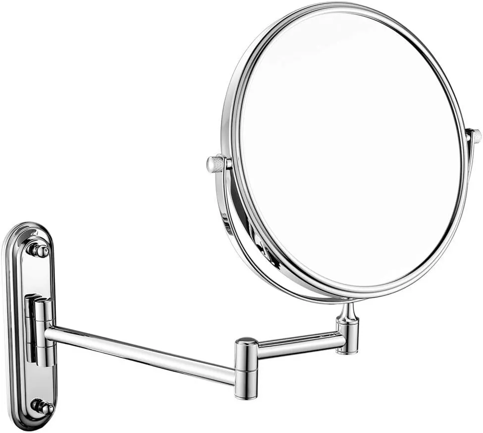 Bathroom Makeup Mirrors Wall Mounted Brass Double Sided 360° Swivel Magnifying Vanity Shaving Extendable Adjustable (Color : 8inch, Size : 3X)