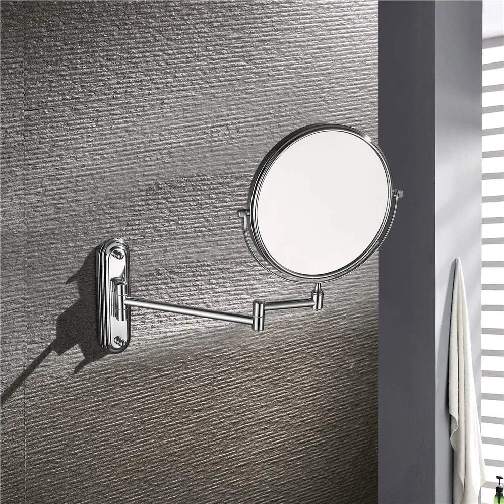 Bathroom Makeup Mirrors Wall Mounted Brass Double Sided 360° Swivel Magnifying Vanity Shaving Extendable Adjustable (Color : 8inch, Size : 3X)