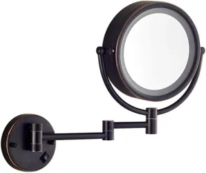 Bathroom Mirror Makeup Mirror,Swivel Double Sided Bathroom Mirror Normal 5X Magnification Extendable LED Lighted Cosmetic Vanity Mirror