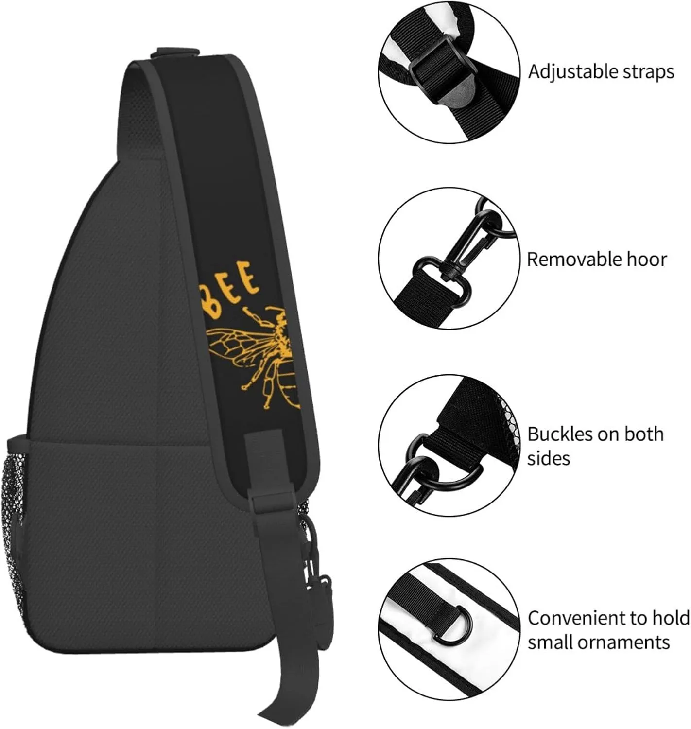 Be Kind Bee Sling Backpack Shoulder Chest Bag For Men Women Hiking Travel Crossbody Daypack