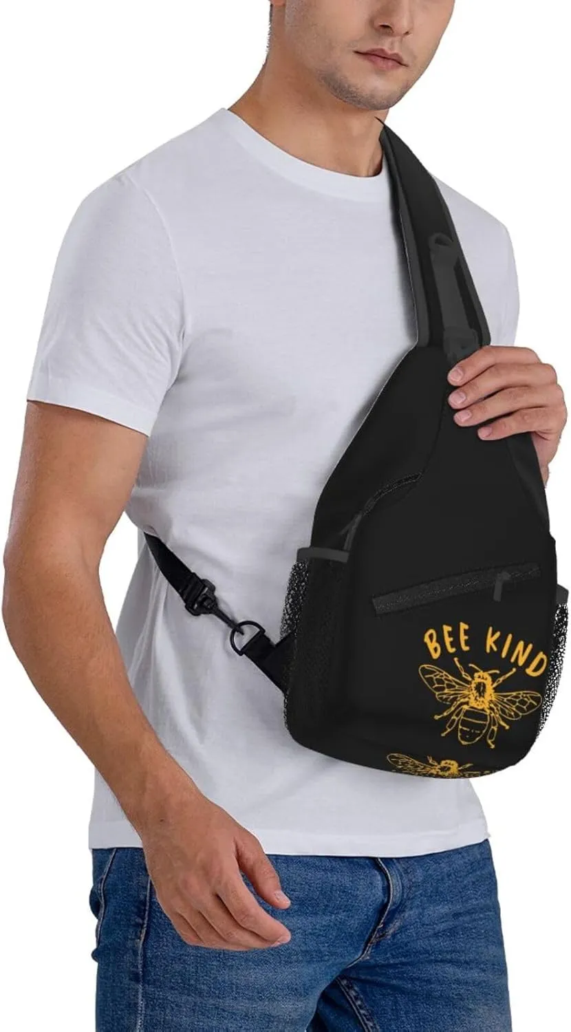 Be Kind Bee Sling Backpack Shoulder Chest Bag For Men Women Hiking Travel Crossbody Daypack